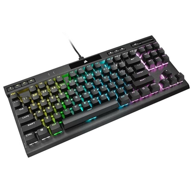 Corsair K70 RGB TKL Mechanical Gaming Keyboard Backlit RGB LED Cherry MX Speed Key switches Black