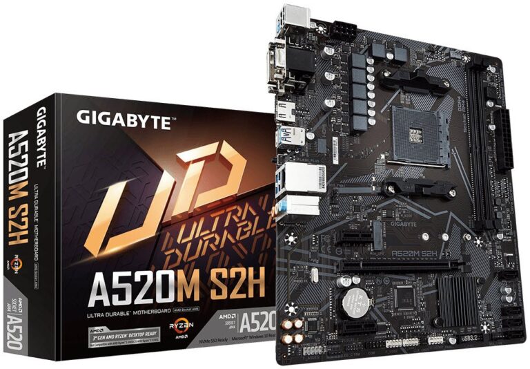 GIGABYTE Motherboard AMD A520M-S2H  for 3rd/4th/5th Generation AMD Ryzen™ processors; 2x Dual DDR4; 1x M2; HDMI; DVI; VGA. - Image 2