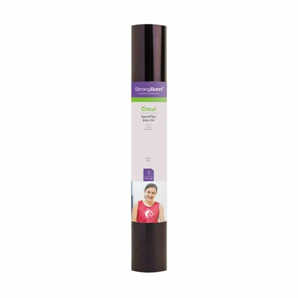 2007660 - Cricut SportFlex Iron-On 30x60cm (Black) Thin and lightweight to stretch and flex on active wear.