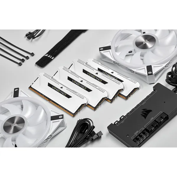 Corsair VENGEANCE® RGB PRO SL 16GB (2 x 8GB) DDR4 DRAM 3200MHz C16 Memory Kit; 18-22-22-42; 1.35; White