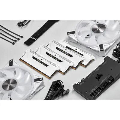 Corsair VENGEANCE® RGB PRO SL 16GB (2 x 8GB) DDR4 DRAM 3200MHz C16 Memory Kit; 18-22-22-42; 1.35; White