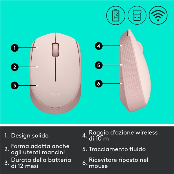 LOGITECH M171 WIRELESS MOUSE - ROSE GOLD - Image 32