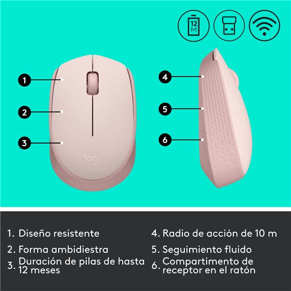 LOGITECH M171 WIRELESS MOUSE - ROSE GOLD - Image 25