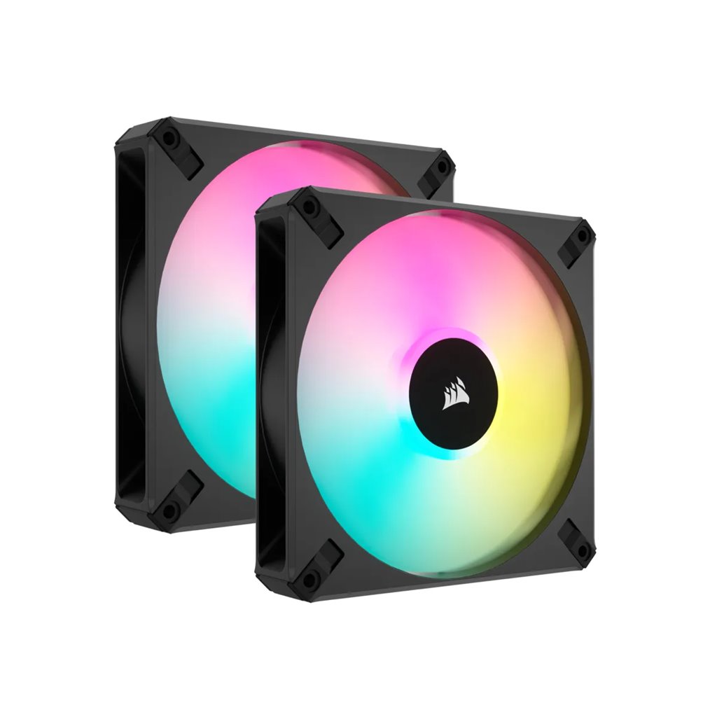 CORSAIR AF ELITE Series; AF140 RGB ELITE; 140mm Fluid Dynamic RGB Fan with AirGuide; Dual Pack with Lighting Node CORE - Image 2
