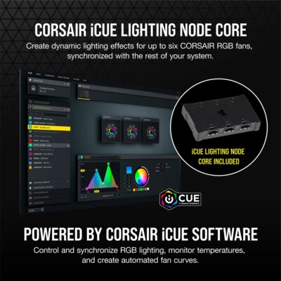 Corsair SP120 RGB ELITE; 120mm RGB LED Fan with AirGuide; Triple Pack with Lighting Node CORE - Image 2