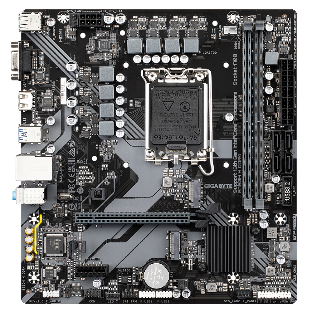 GIGABYTE Motherboard Intel® B760 Chipset for LGA 1700; 2x DDR4; 2x M2; VGA/HDMI; mATX. - Image 2