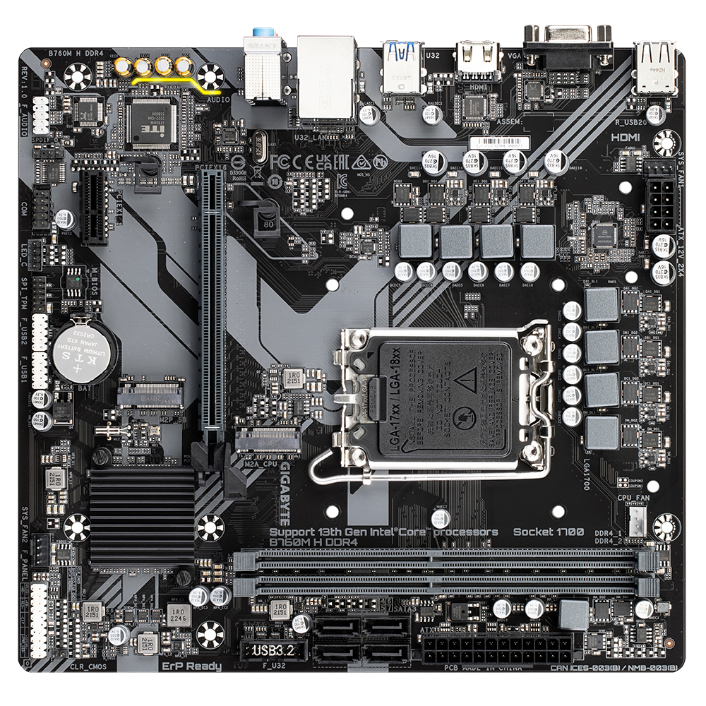 GIGABYTE Motherboard Intel® B760 Chipset for LGA 1700; 2x DDR4; 2x M2; VGA/HDMI; mATX. - Image 5