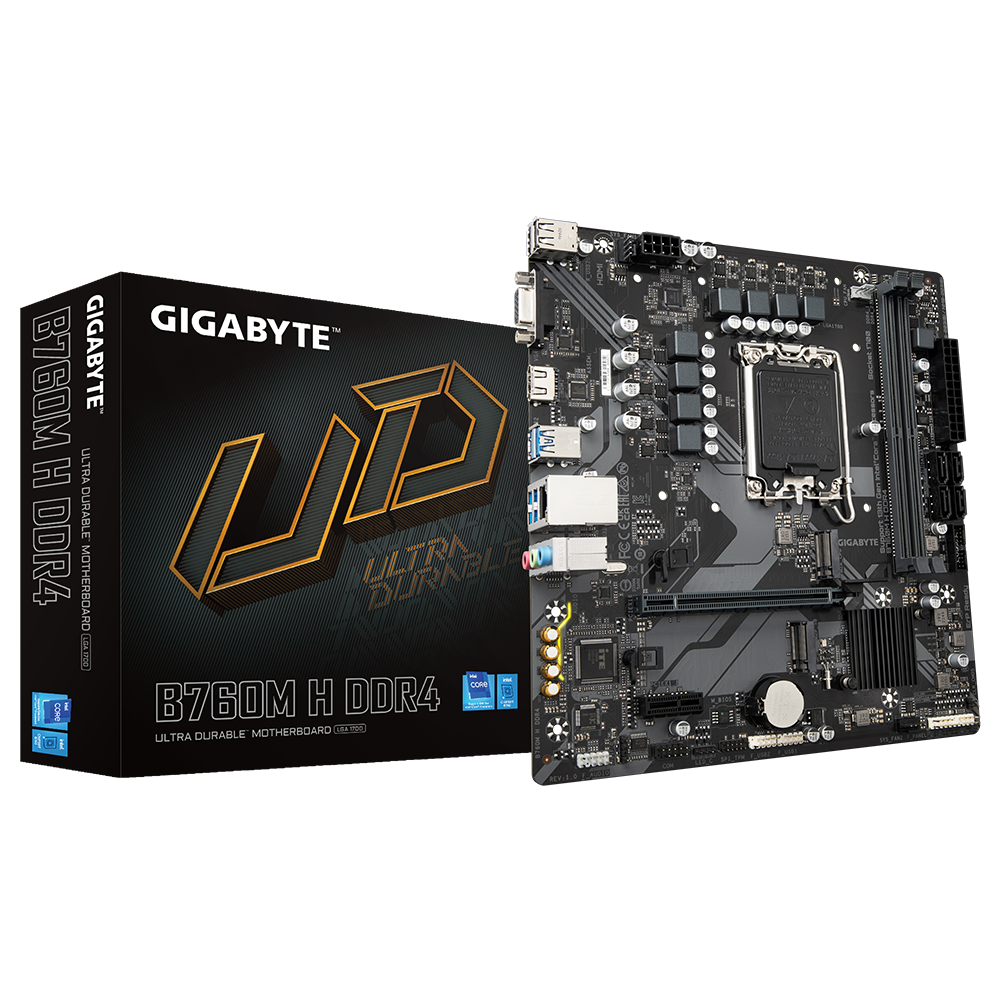 GIGABYTE Motherboard Intel® B760 Chipset for LGA 1700; 2x DDR4; 2x M2; VGA/HDMI; mATX.
