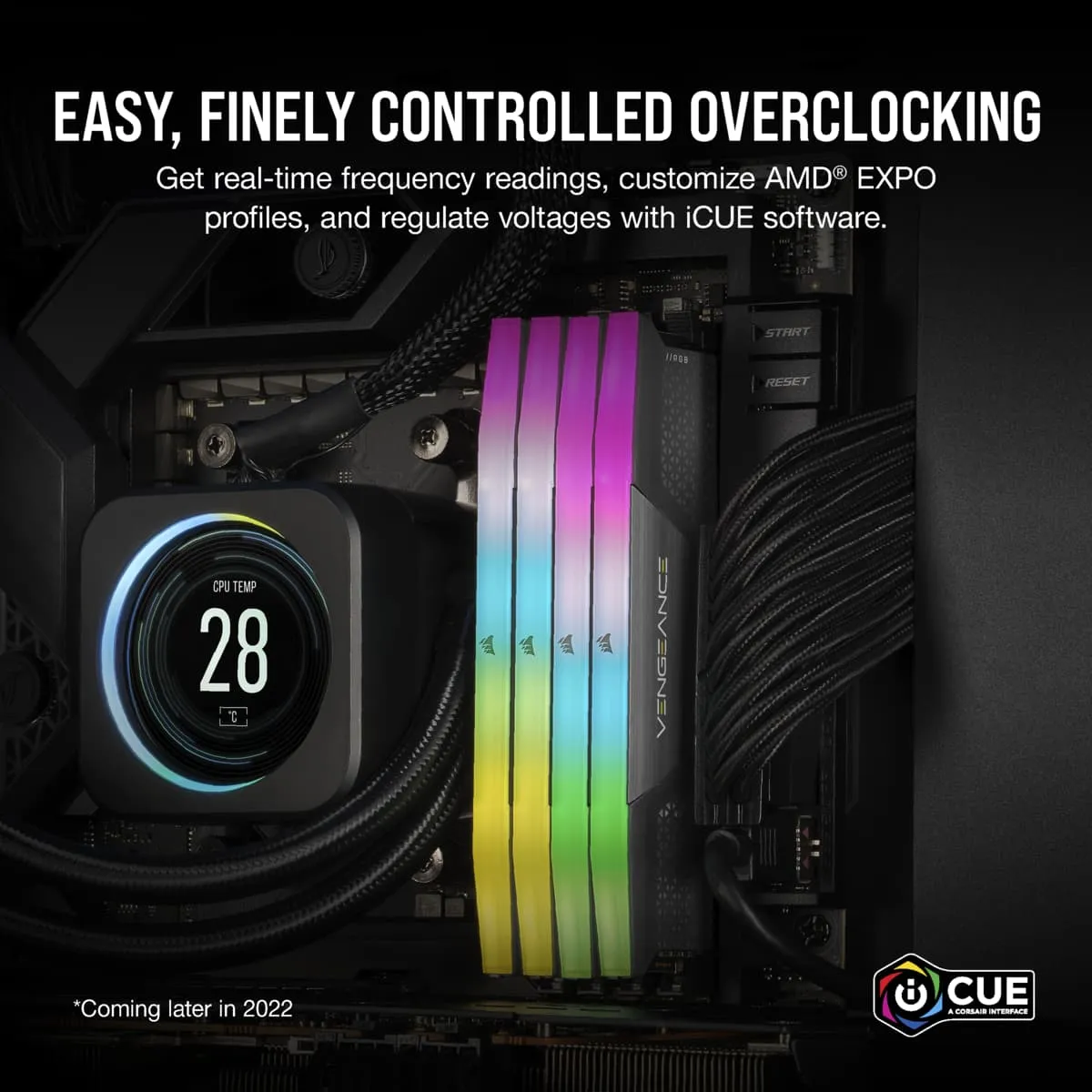 Corsair VENGEANCE® RGB AMD EXPO64GB (2 x 32GB) DDR5 DRAM 5200MHz C40 Memory Kit; 40-40-40-77; 1.25V; Cool Grey.