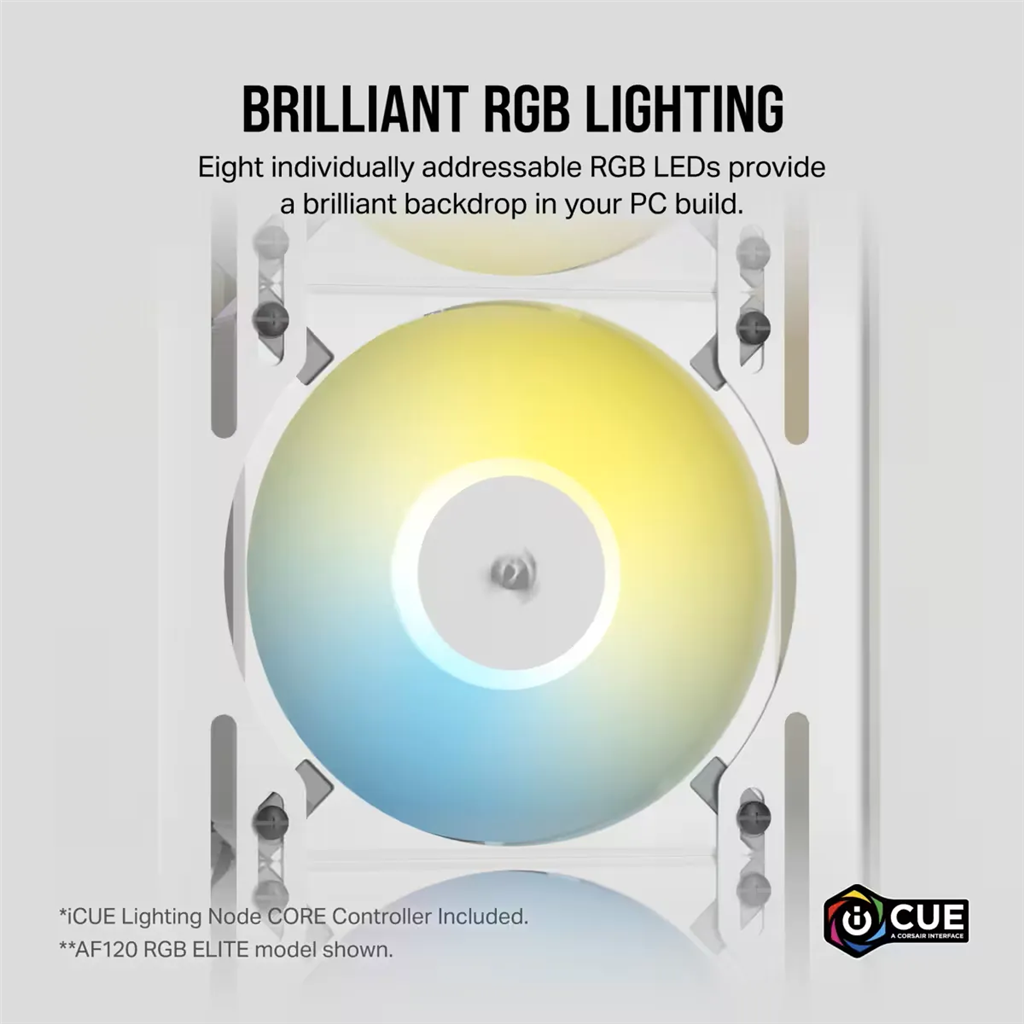 CORSAIR iCUE AF120 RGB SLIM 120mm PWM Fluid Dynamic Bearing Fan - Dual Pack - White