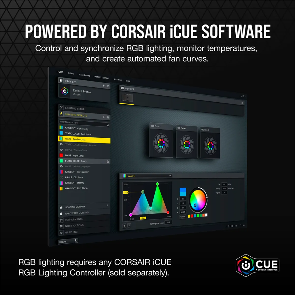 Corsair SP120 RGB ELITE 120mm RGB LED Fan with AirGuide Single Pack - Requires Corsair hub.