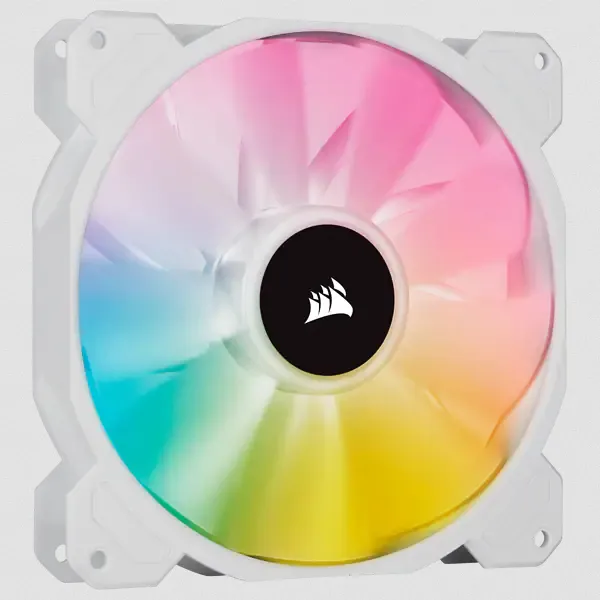 Corsair White SP140 RGB ELITE; 140mm RGB LED Fan with AirGuide; Single Pack  - Requires Corsair hub.