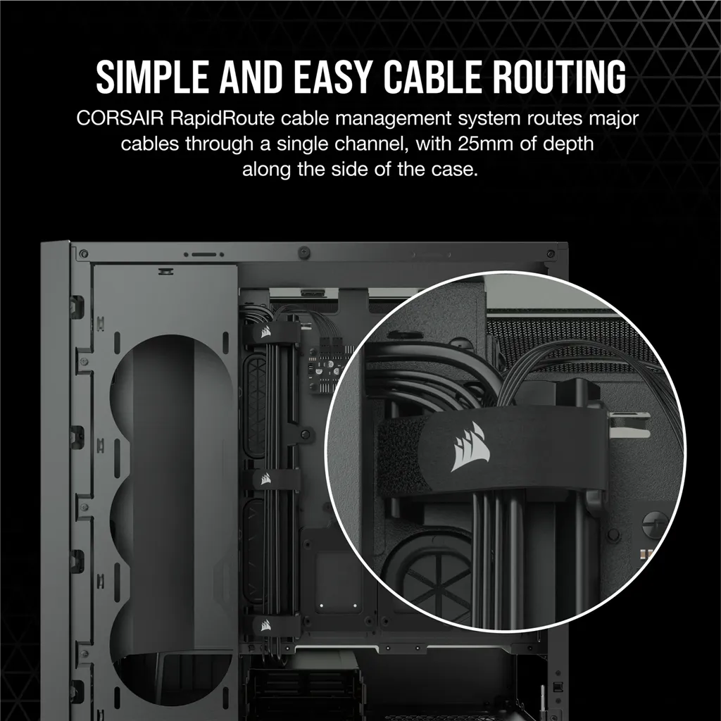 5000D Airflow Tempered Glass Mid-Tower; Black - 4x3.5''; 2x2.5''; Up to 360mm Liquid Coolers - ATX Chassis
