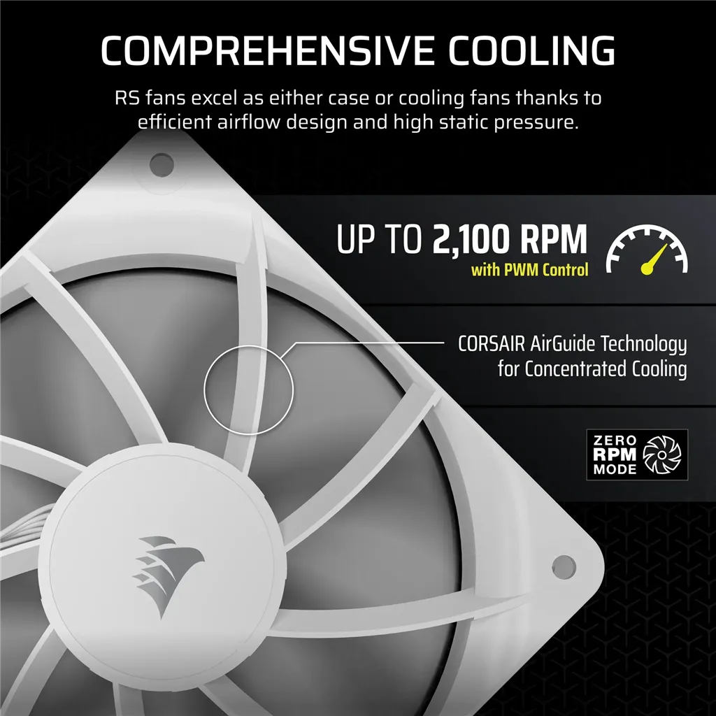 CORSAIR RS120 120mm PWM Fan – White