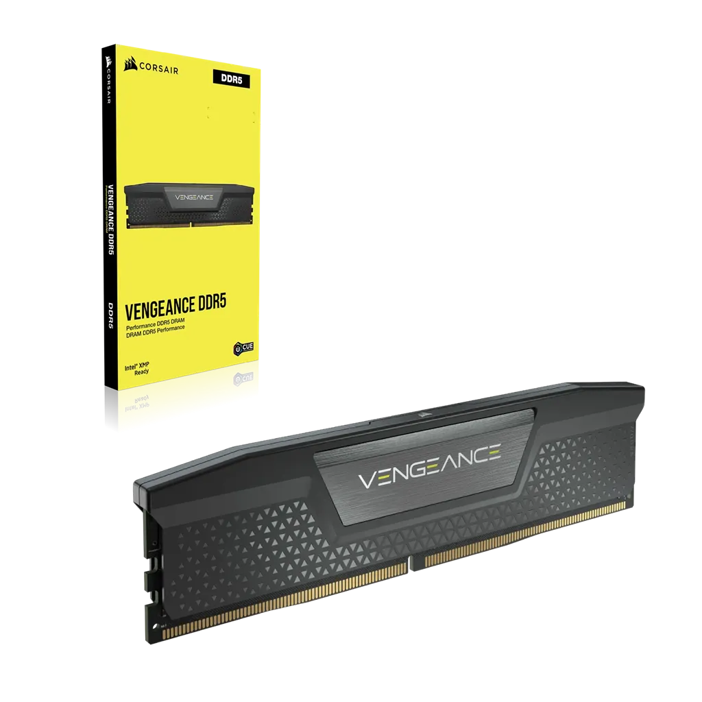 Corsair VENGEANCE® 32GB (2 x 16GB) DDR5 DRAM 5200MHz C40 Memory Kit; 40-40-40-77; 1.25V; Black.
