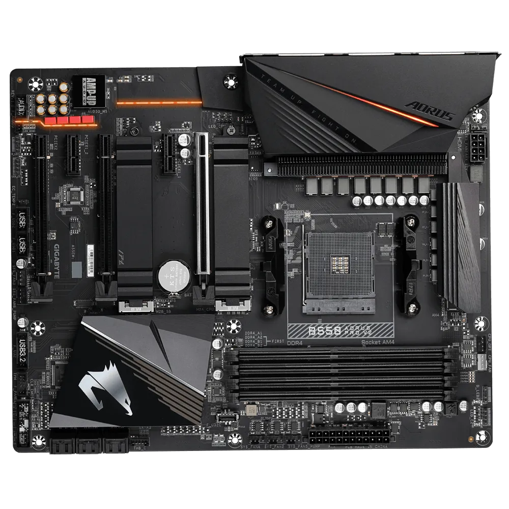 GIGABYTE Aorus AMD B550 Chipset for 3rd Generation AMD Ryzen™ processors; 4x Dual DDR4; 2x M2; HDMI; ATX