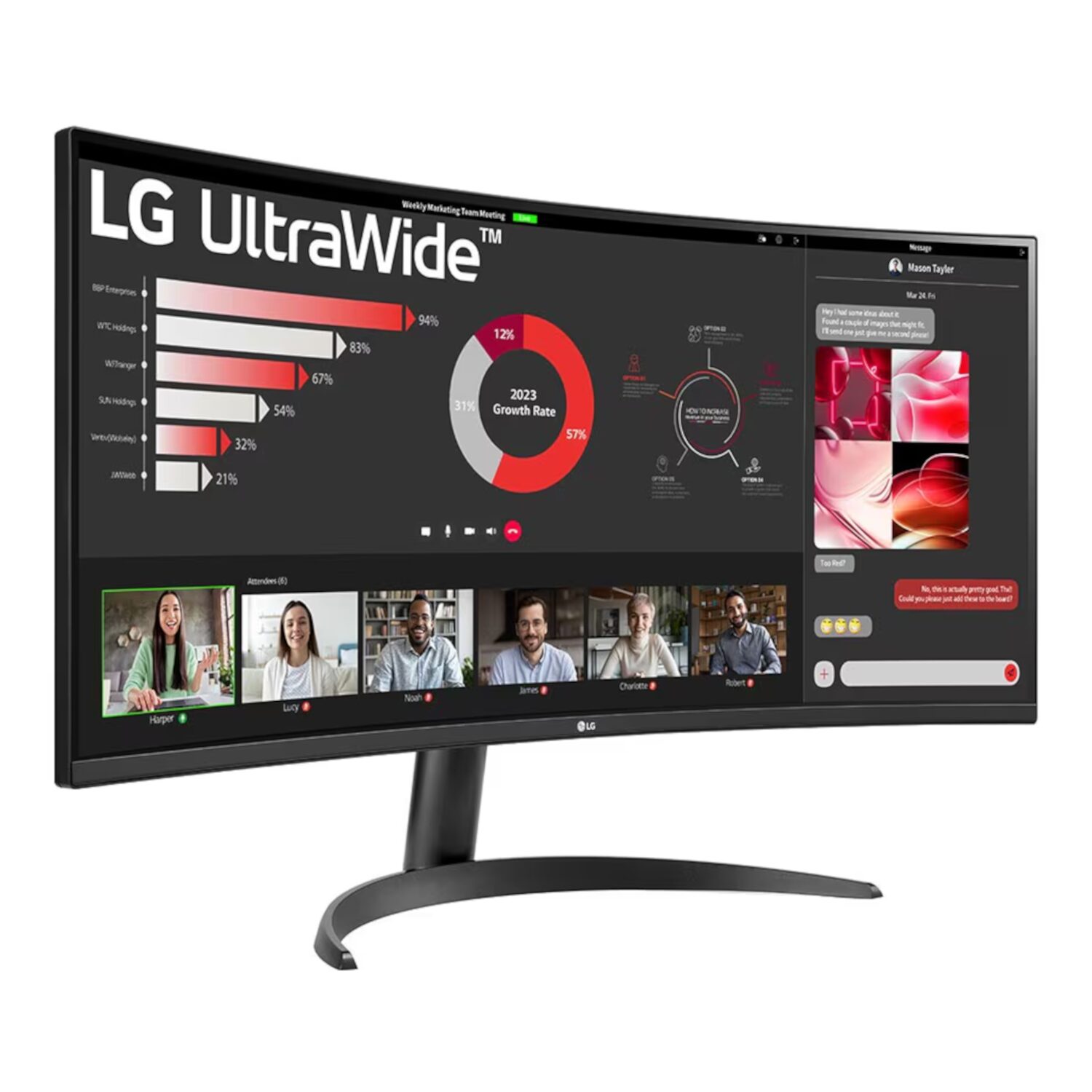 LG 34" UltraWide QHD Curved Monitor (100Hz, FreeSync, HDR10, HDMI/DP) - Image 6