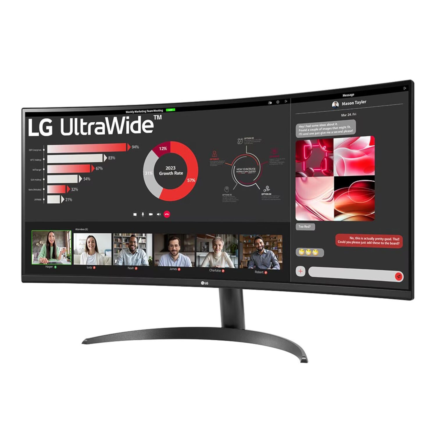 LG 34" UltraWide QHD Curved Monitor (100Hz, FreeSync, HDR10, HDMI/DP) - Image 2