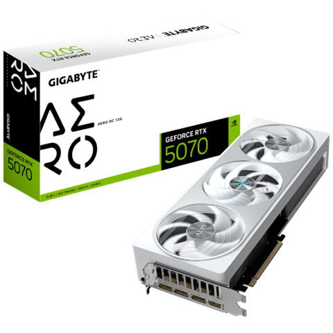GIGABYTE GeForce RTX 5070 AERO OC 12G Graphics Card - 12GB GDDR7, 192bit, PCI-E 5.0, 2625 MHz Core Clock, 3 x DP 2.1a, 1 x HDMI 2.1b, NVIDIA DLSS 4, GV-N5070AERO OC-12GD