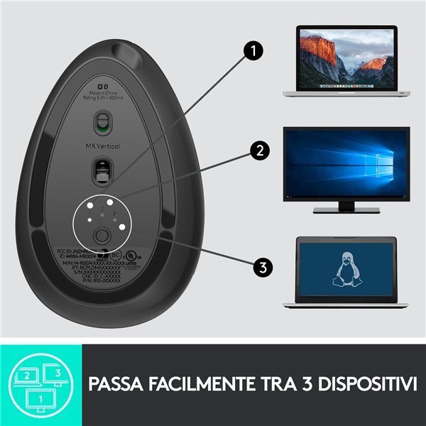 LOGITECH MX VERTICAL ADVANCED ERGONOMIC WIRELESS MOUSE GREY - Image 42