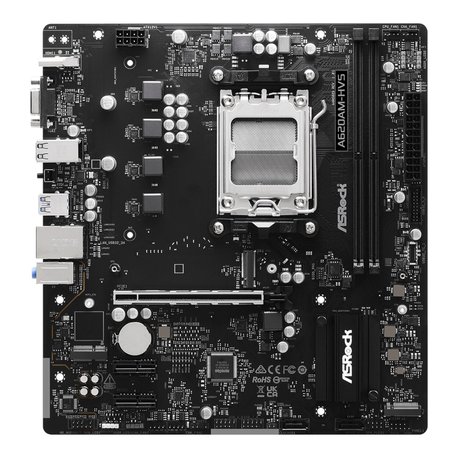 ASRock A620AM-HVS Micro ATX AM5 DDR5 Motherboard (HDMI and PCIe 4.0) - Image 2