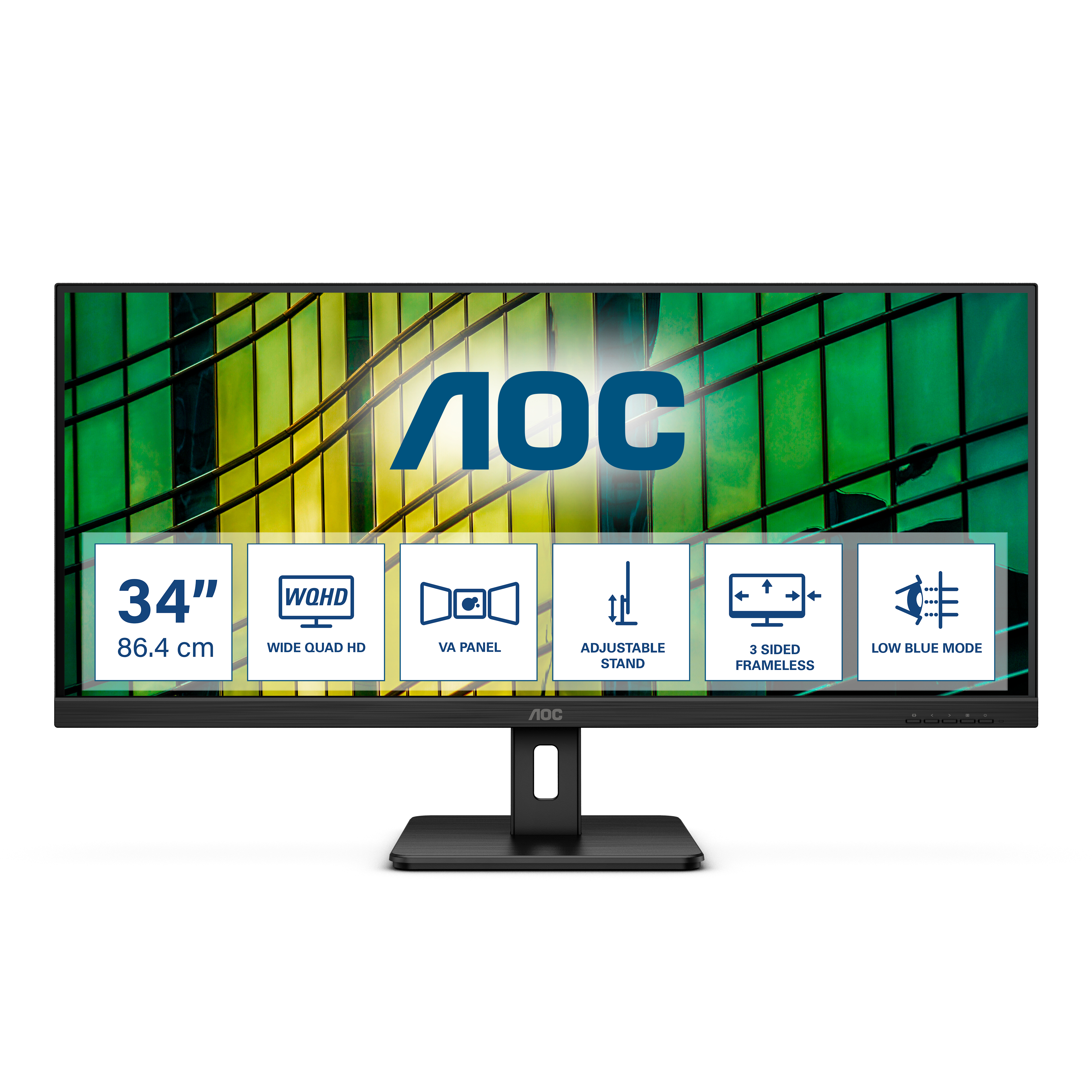 AOC U34E2M computer monitor 86,4 cm (34") 3440 x 1440 pixels Wide Quad HD Black