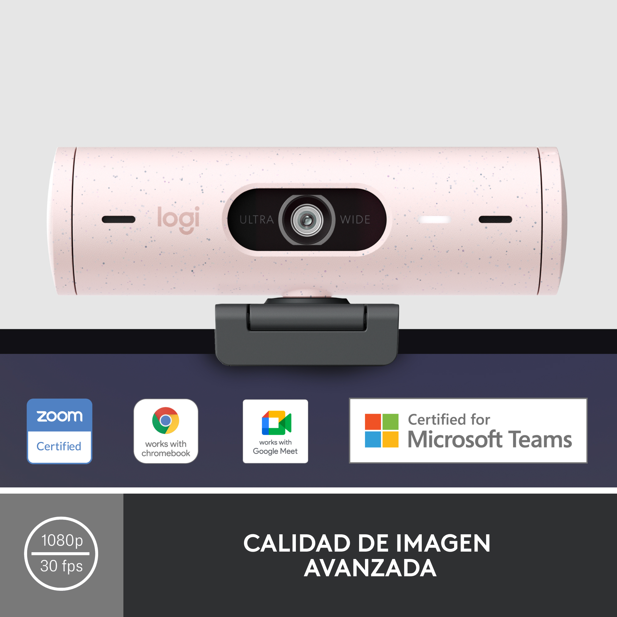 LOGITECH BRIO 500 FULL HD 1080P WEBCAM WITH LIGHT CORRECTION ROSE - Image 9