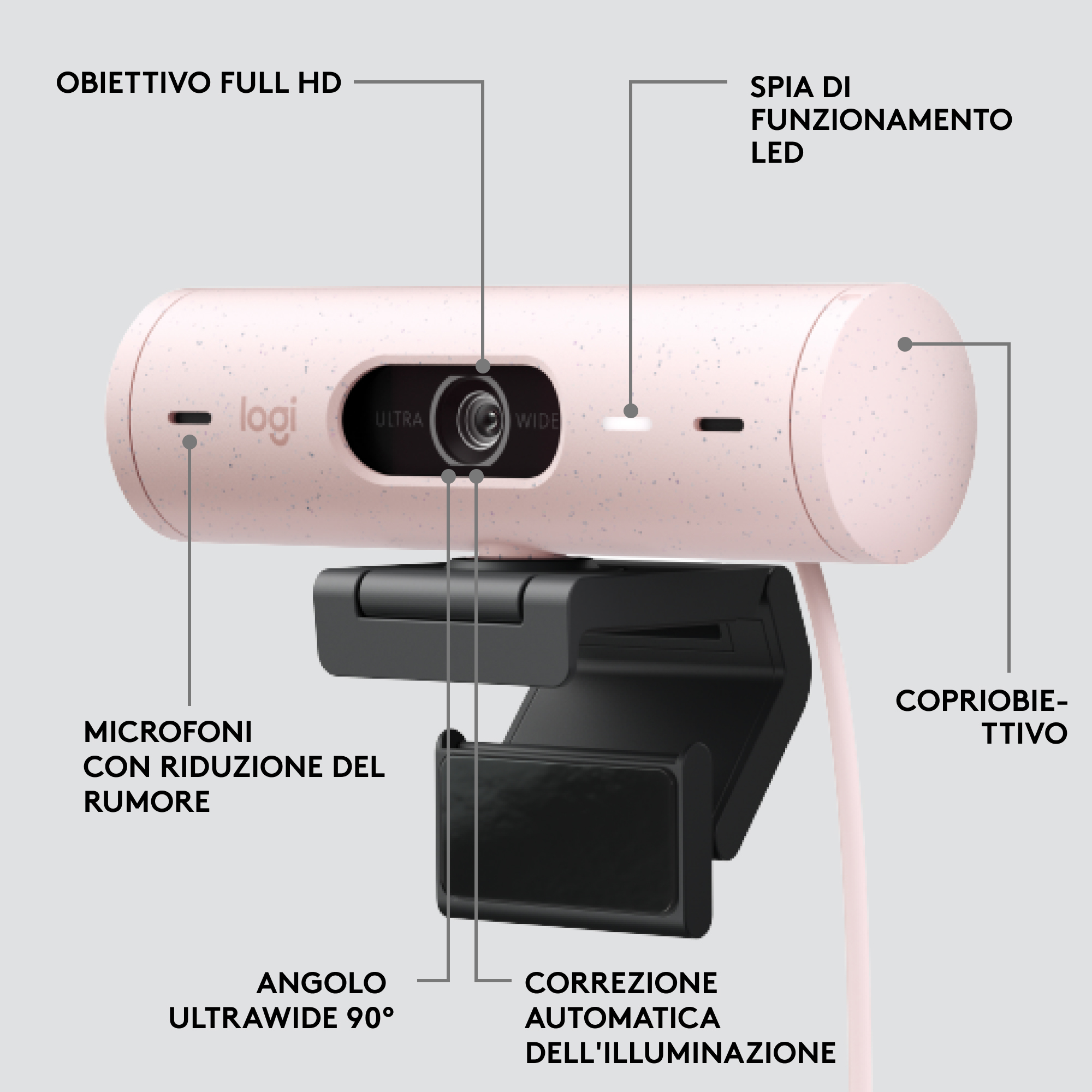 LOGITECH BRIO 500 FULL HD 1080P WEBCAM WITH LIGHT CORRECTION ROSE - Image 18