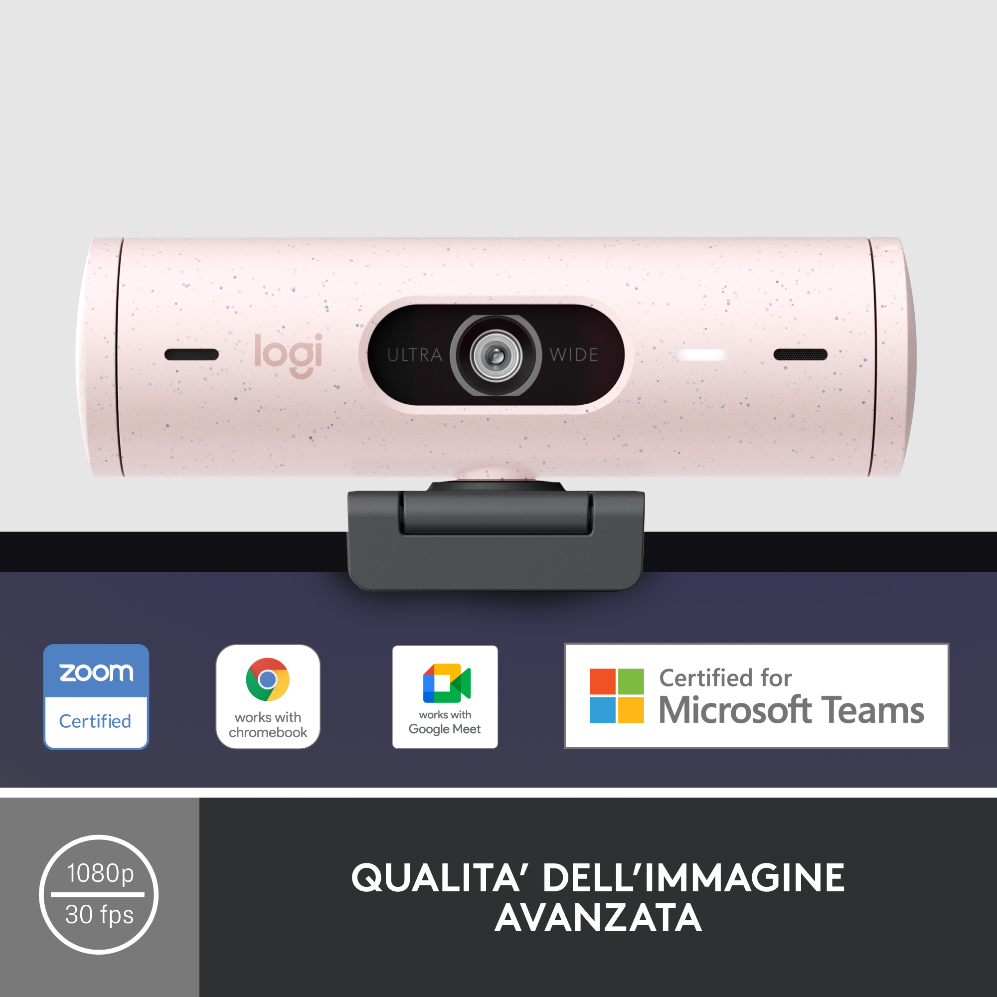 LOGITECH BRIO 500 FULL HD 1080P WEBCAM WITH LIGHT CORRECTION ROSE - Image 10