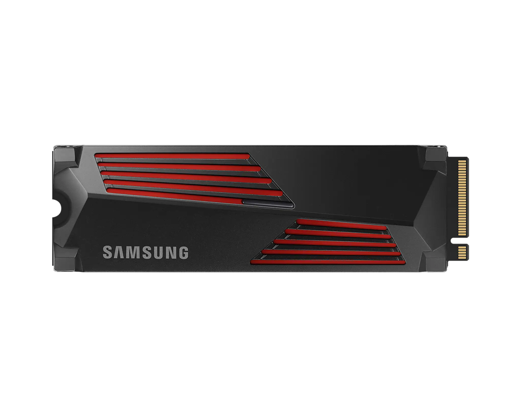 SAMSUNG 990 PRO 2 TB NVMe SSD W Heatsink - Read Speed up to 7450 MB s  Write Speed to up 6900 MB s  Random Read up to 1400000 IOPS  Random Write up to 1550000 IOPS PCIe 4.0 x4  NVMe 2.0  V-Nand 3bit MLC  In-house controller  2GB Low Power DDR4  1200TBW