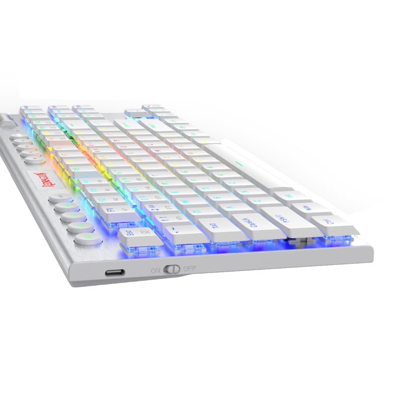 REDRAGON HORUS 87KEY RGB LED SUPER-SLIM ALU FRAME - White - Image 4