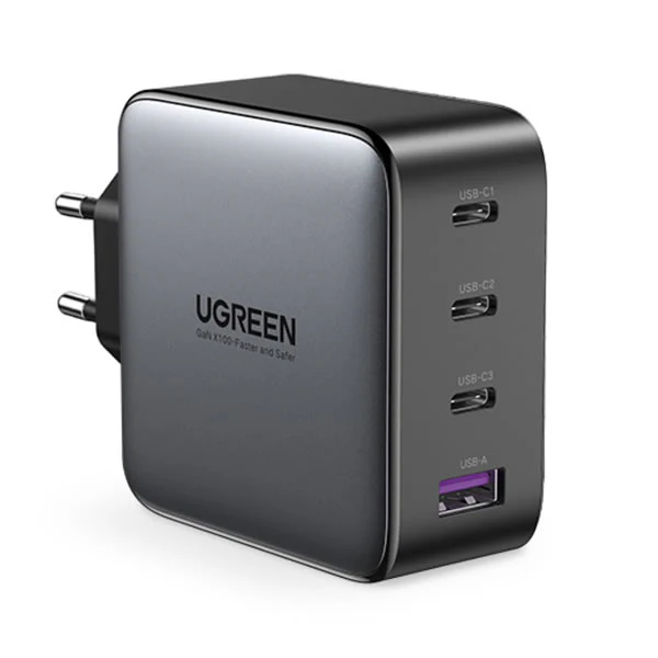 UGREEN 4 PORT GAN 100W PD WALL CHARGER-BLACK