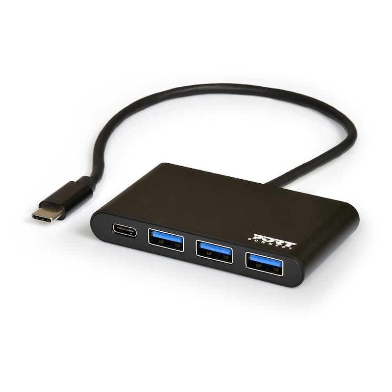 Port Usb Type-c To 3 X Usb3.0 And 1 X Type-c Pd 30cm 4 Port Hub-black