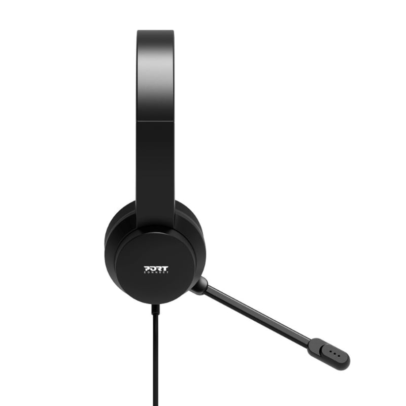 Port Connect USB Headset 1.8m Cable with Mic and Padded/Soft Cushions Black - Image 3