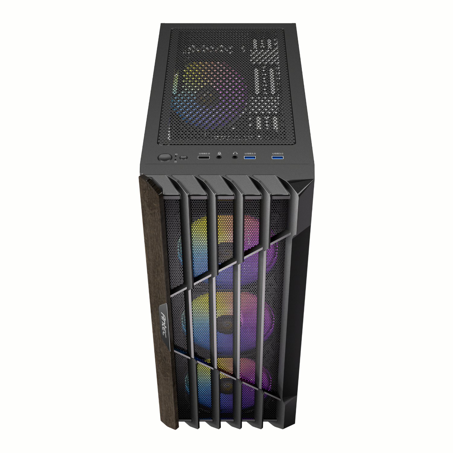 Antec AX63 Wood ARGB ATX Mid Tower Gaming Chassis - Black - Image 2