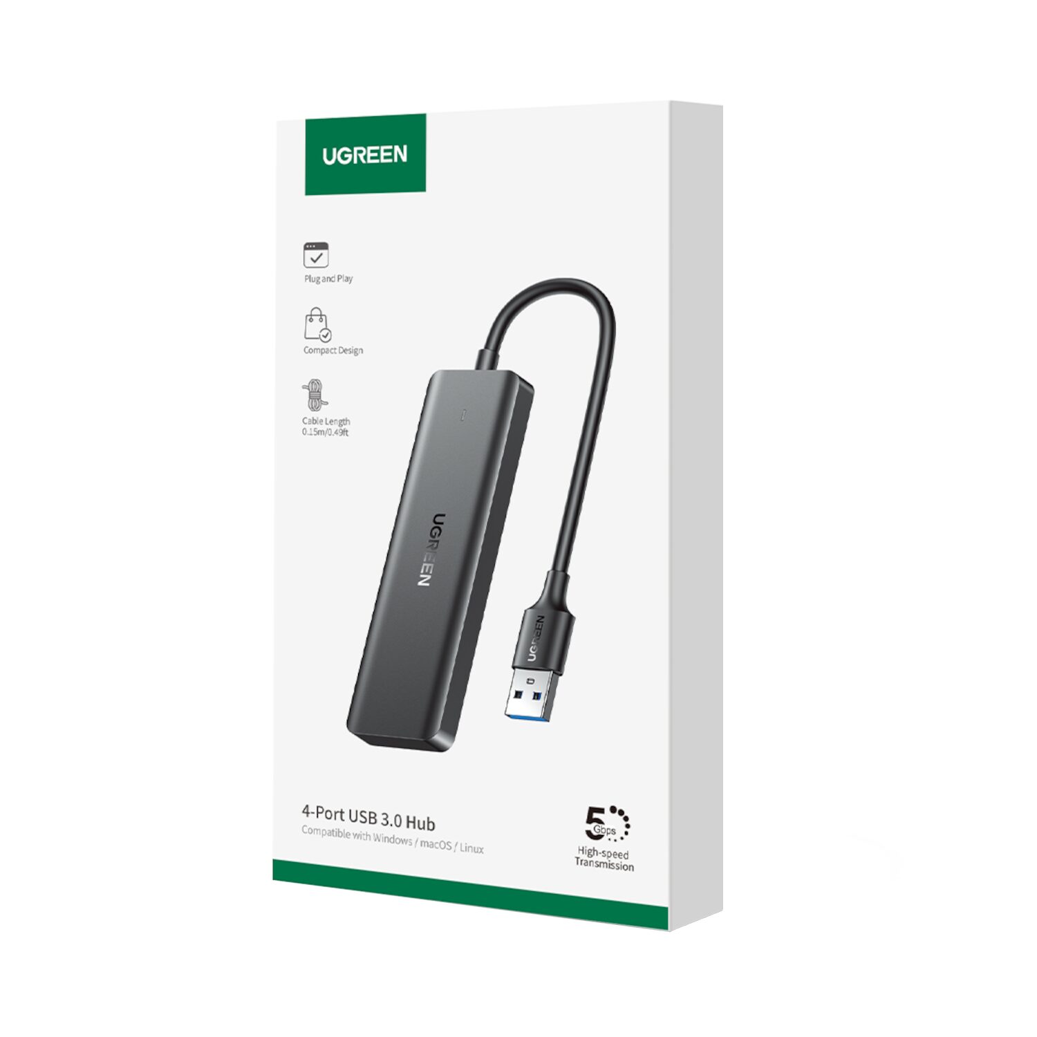 UGREEN 4-in-1 USB 3.0 Hub - High-Speed 5Gbps Data Transfer - Grey - Image 6