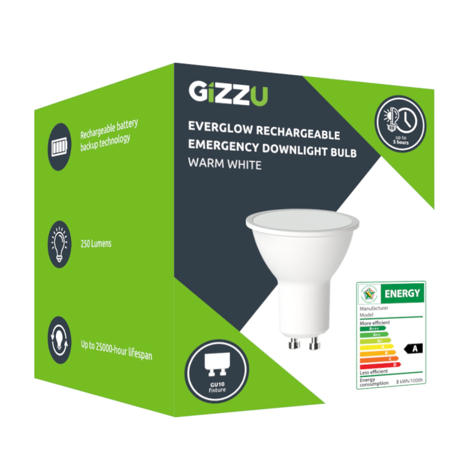 Gizzu Everglow Rechargeable Warm White Emergency Downlight Bulb - Image 4