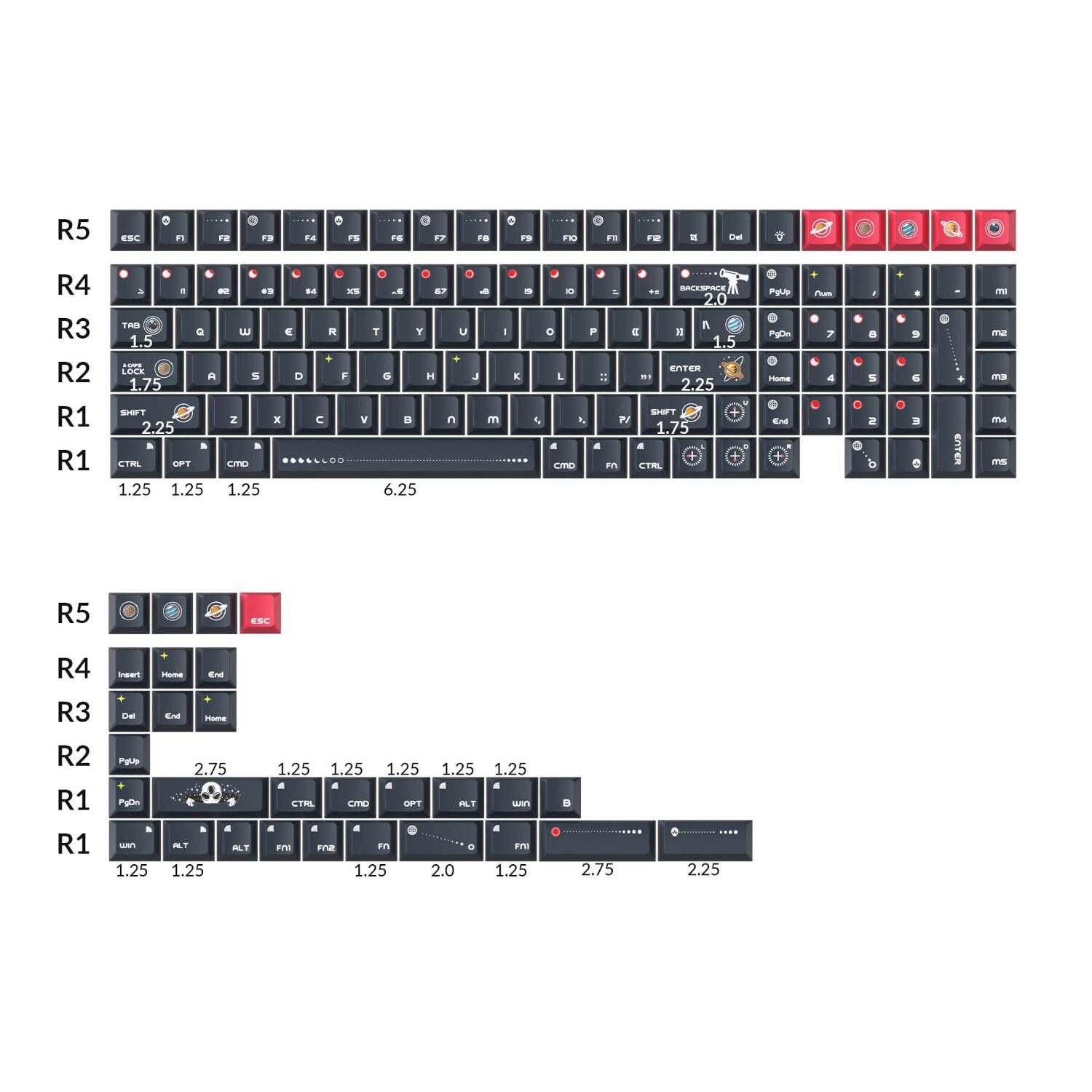 Keychron Cherry Profile Cosmic Galaxy Dye-Sub PBT Keycap Set - Image 3