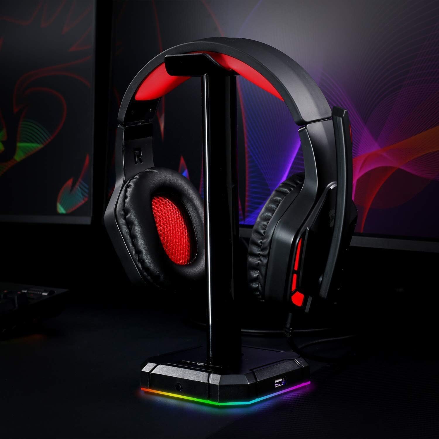 Redragon HA300 Scepter Pro RGB Headset Stand with USB Hub (4 x USB 2.0, RGB Lighting) - Image 5